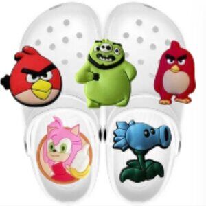 BOGO! Crocs Shoe Charms Jibbitz Angry Birds Sonic Plants vs Zombies 5 pc Set NEW